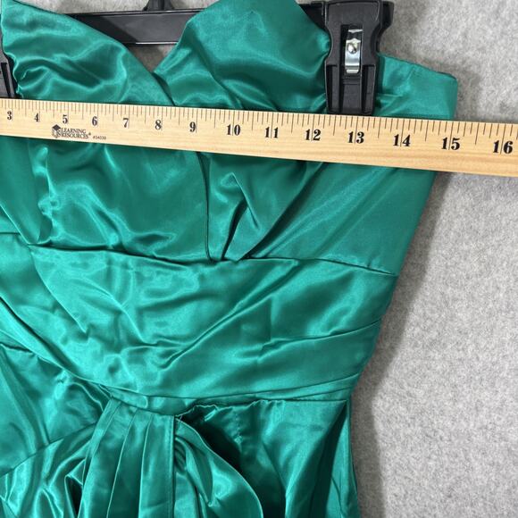 VTG 80s Jolie Madame Dress Junior 5 6‎ Mini Teal Bow Satin Wrap 90s Party USA - Picture 5 of 11